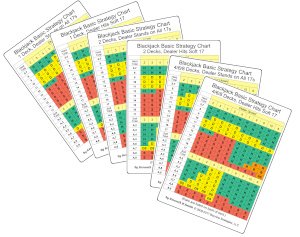Set of Six Blackjack Strategy Cards